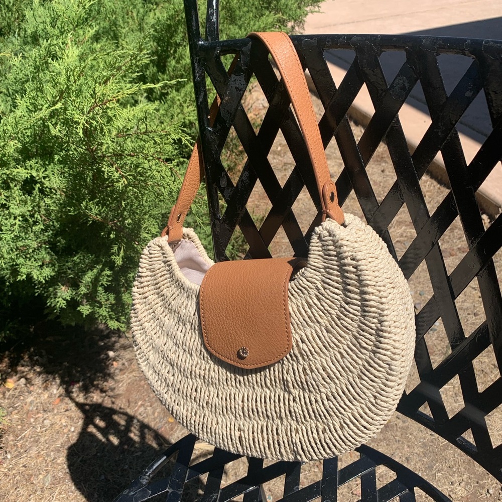 LC Lauren Conrad Woven Tan and Cream Hobo Bag